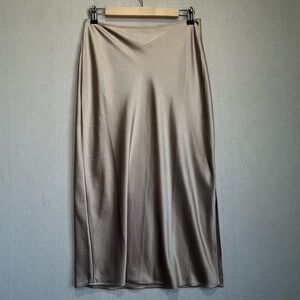 NWT Old Navy Midi Satin Skirt Mocha Taffy Whimsi Metallic Sz Medium Petite